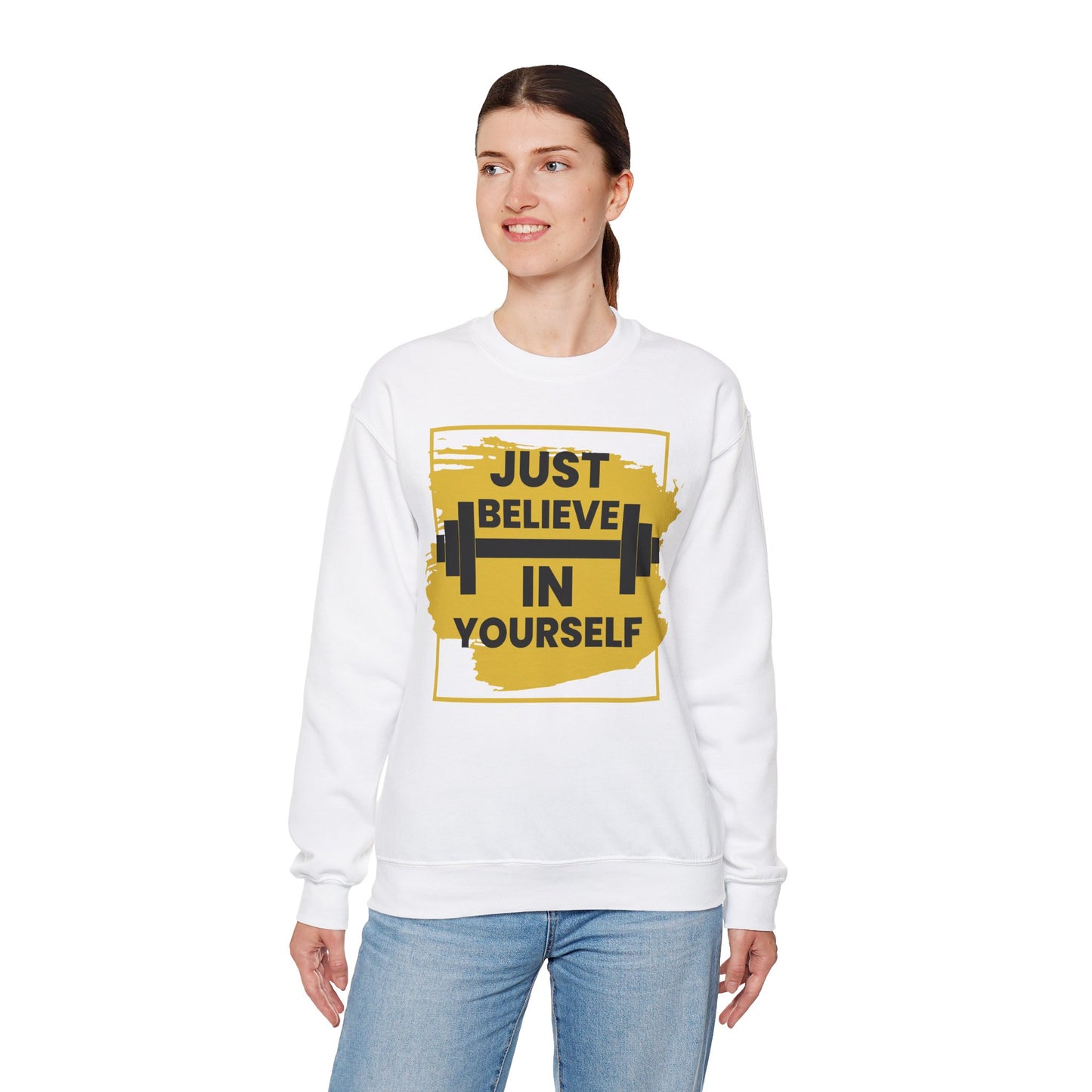 Motivational Fitness Crewneck Sweatshirt - 'Just Believe in Yourself'