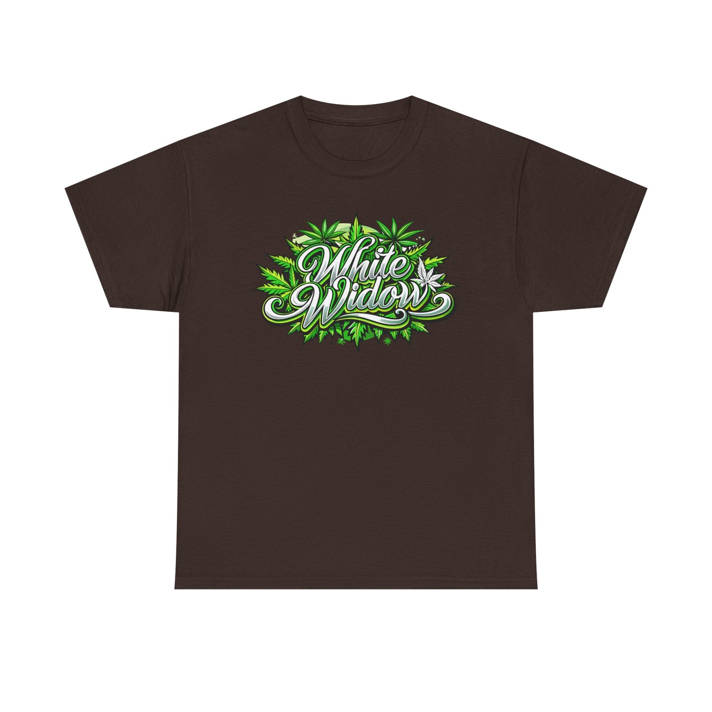 White Widow Graphic Tee — Cannabis Leaf Logo T-Shirt
