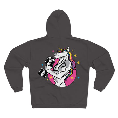 Muscle Unicorn Workout - Unisex Hooded Zip Sweatshirt for Fitness Lovers