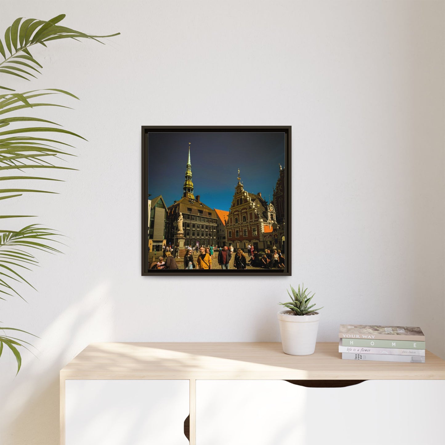 Riga Old Town Matte Canvas, Framed (Multi-color)