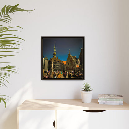 Riga Old Town Matte Canvas, Framed (Multi-color)