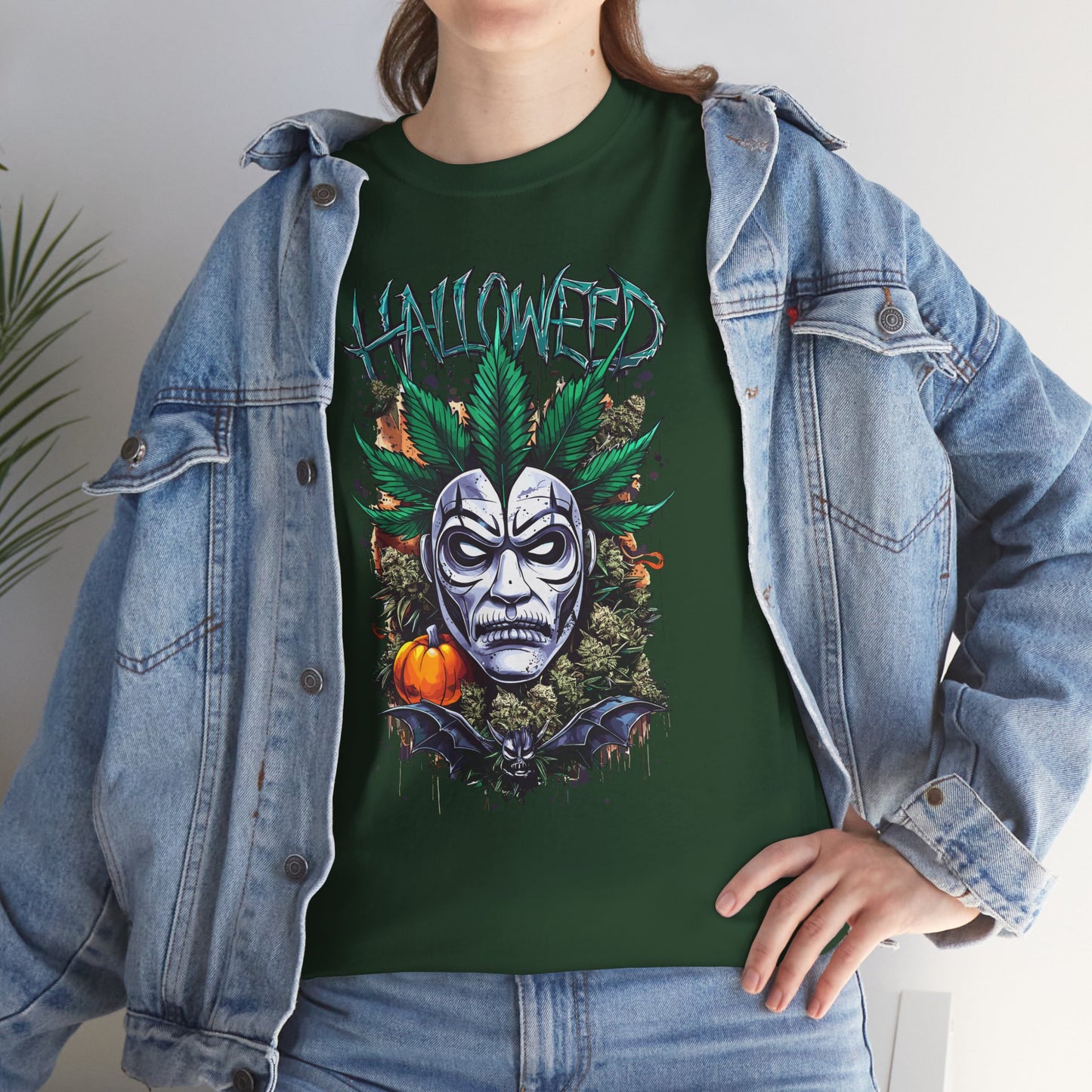 Hallowed Harvest Tee — Halloween Mask & Pumpkin Graphic T-Shirt