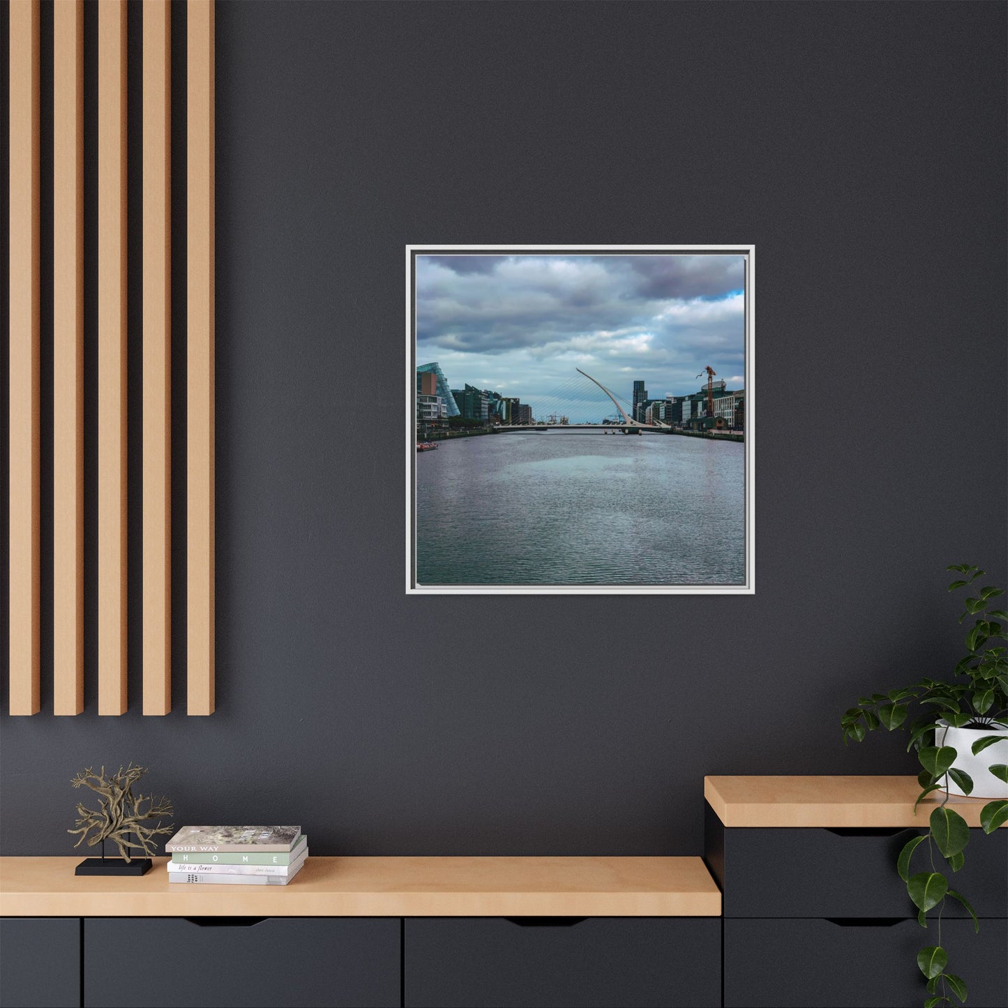 Samuel Beckett Bridge Matte Canvas, Framed (Multi-color)