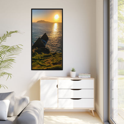 Dunquin Pier Sunset 2 Matte Canvas, Framed (Multi-color)
