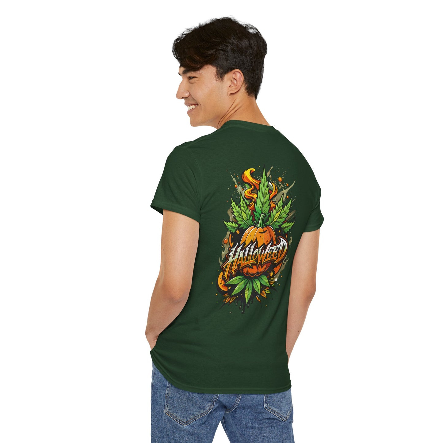 Hallowed Harvest Tee — Halloween Mask & Pumpkin Graphic T-Shirt
