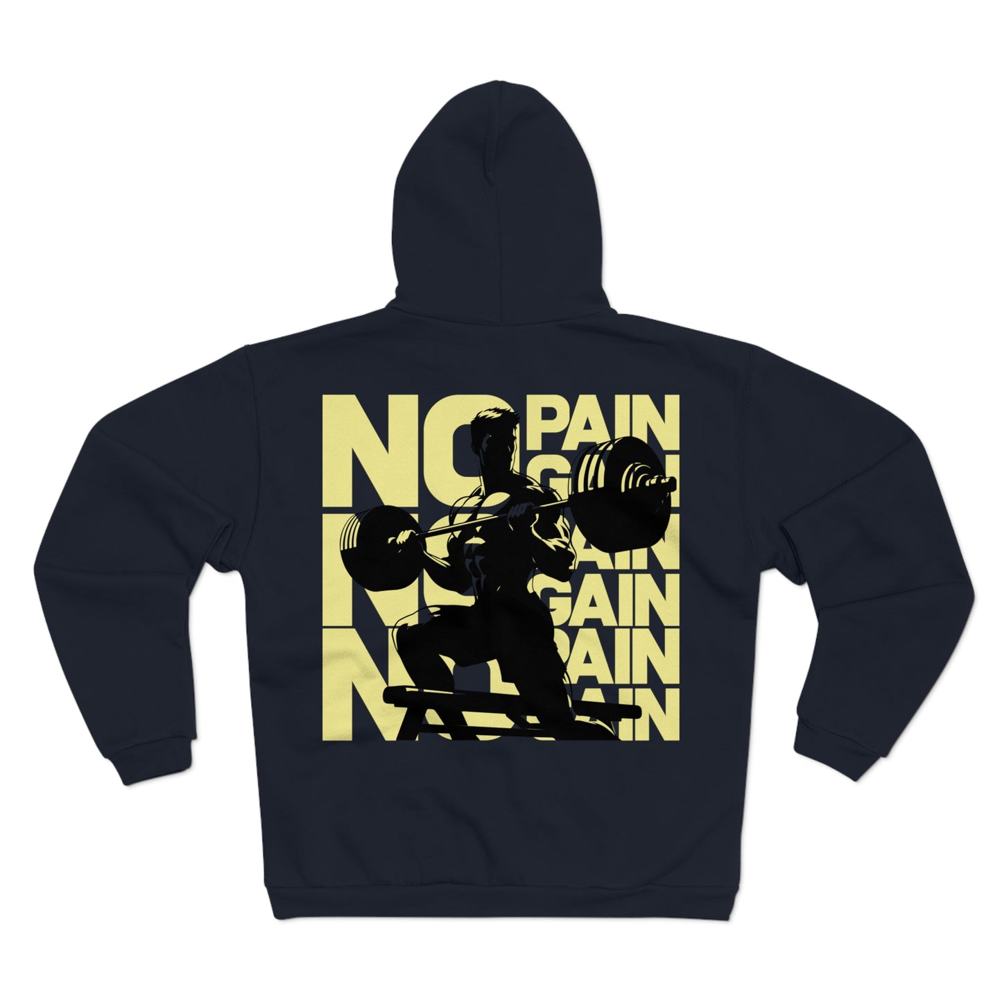 Motivational Gym Zip Hoodie - 'No Pain No Gain' - Unisex Fitness Sweatshirt