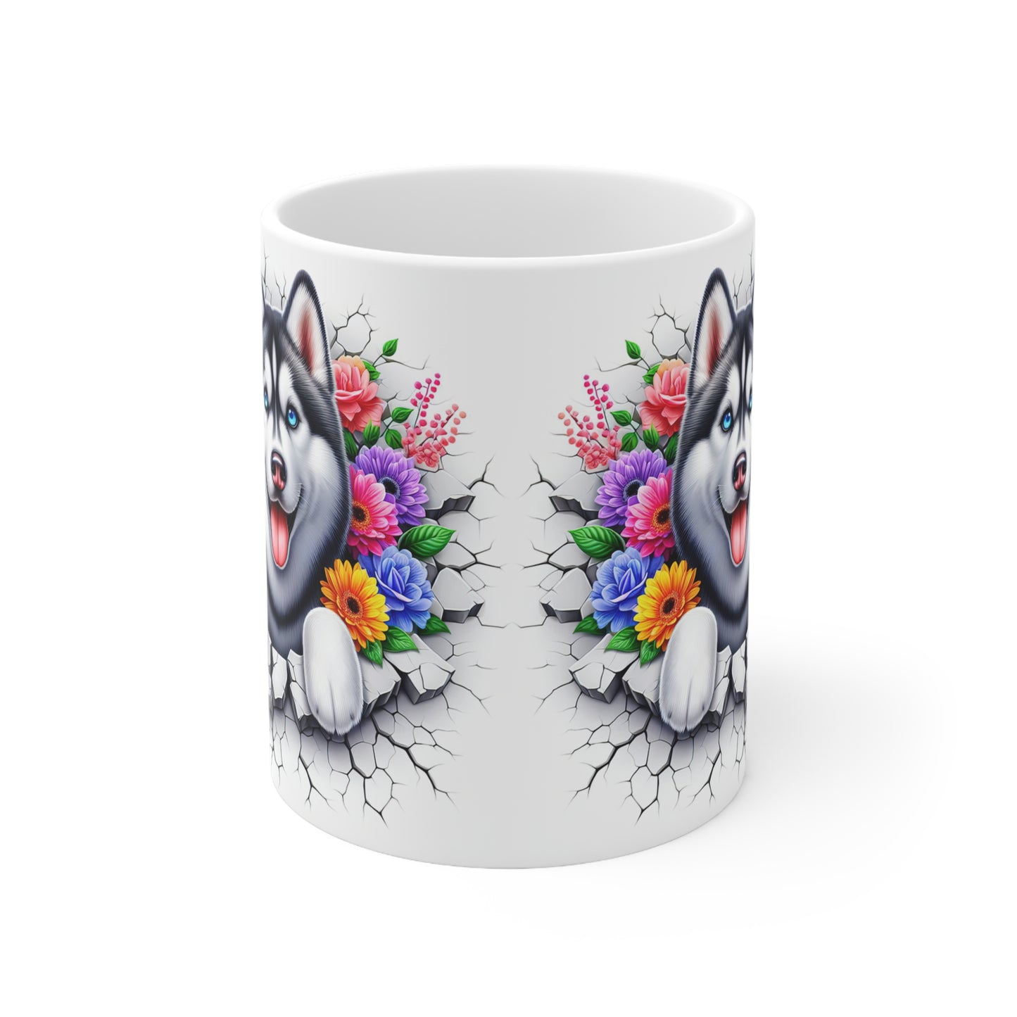 Husky Floral Ceramic Coffee Mug - 11oz & 15oz