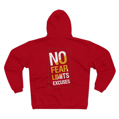 Motivational Zip-Up Hoodie - "No Fear Limits Excuses"