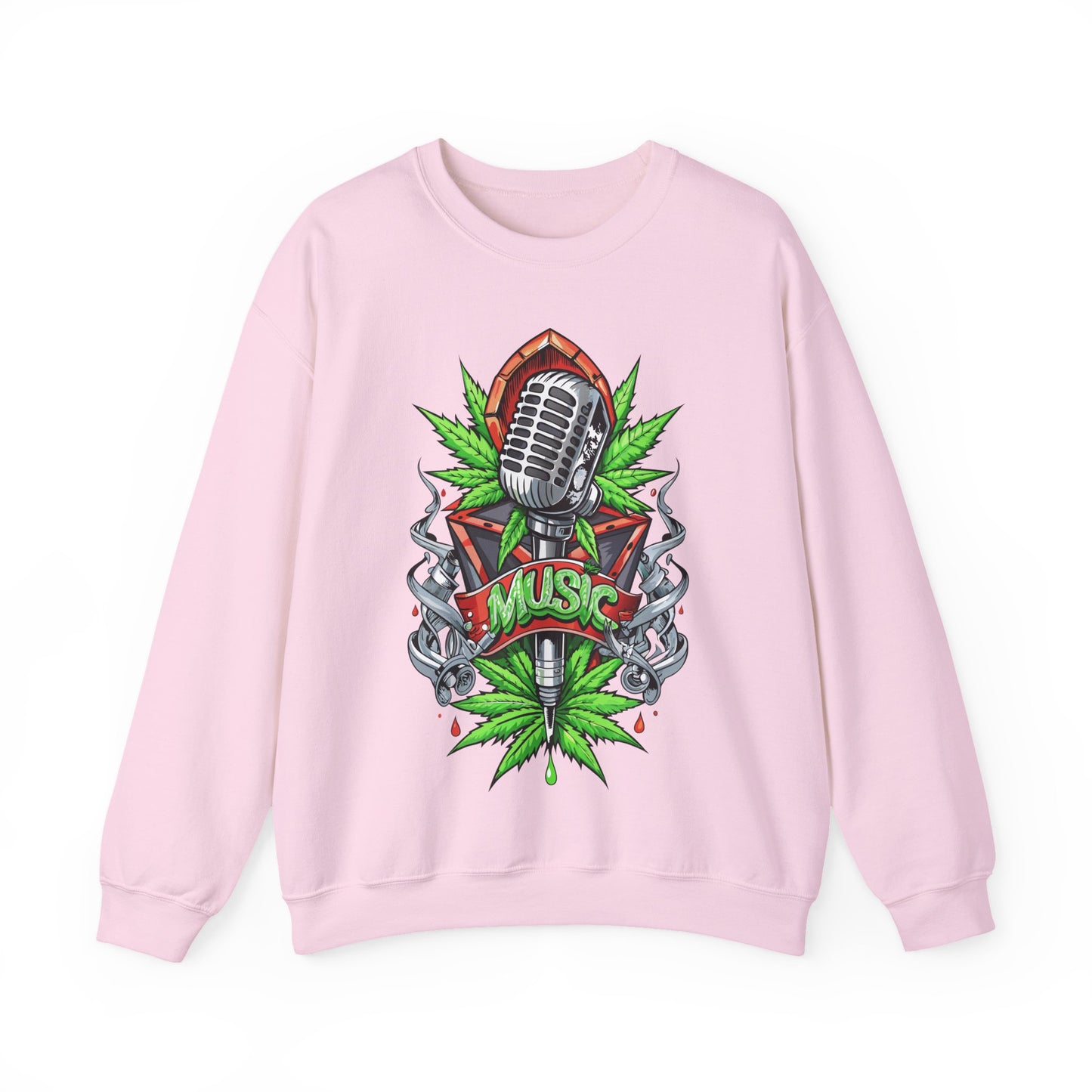 Music Microphone — Retro Mic & Leaf Graphic Sweatshirt