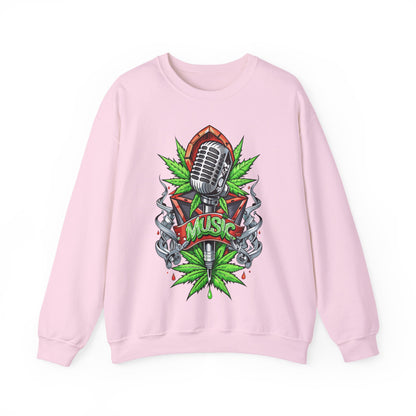 Music Microphone — Retro Mic & Leaf Graphic Sweatshirt