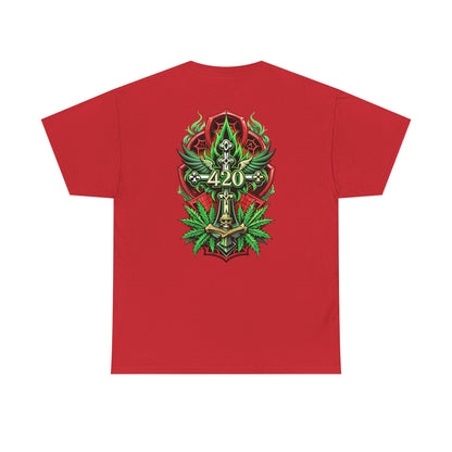 420 Cannabis Shield T-Shirt – Marijuana Leaf Stoner Graphic Tee