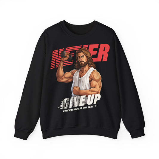 Fitness Motivation Unisex Heavy Blend™ Crewneck Sweatshirt - 'Never Give Up'
