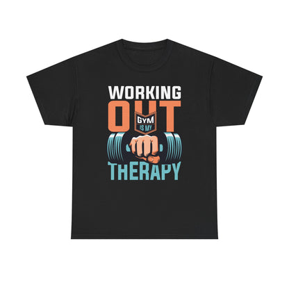 Working Out is My Therapy Unisex Heavy Cotton Tee - Fitness Motivational Shirt