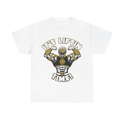 Motivational Fitness Tee - "It's Liftin' Time!" Unisex Heavy Cotton Shirt White