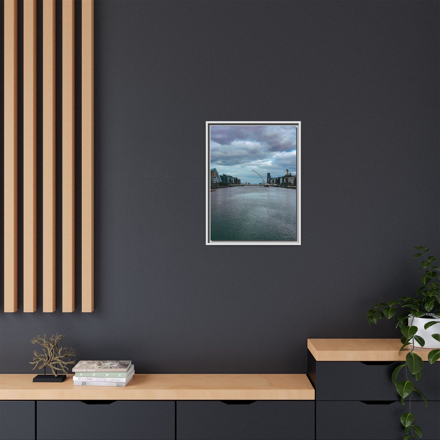 Samuel Beckett Bridge Matte Canvas, Framed (Multi-color)