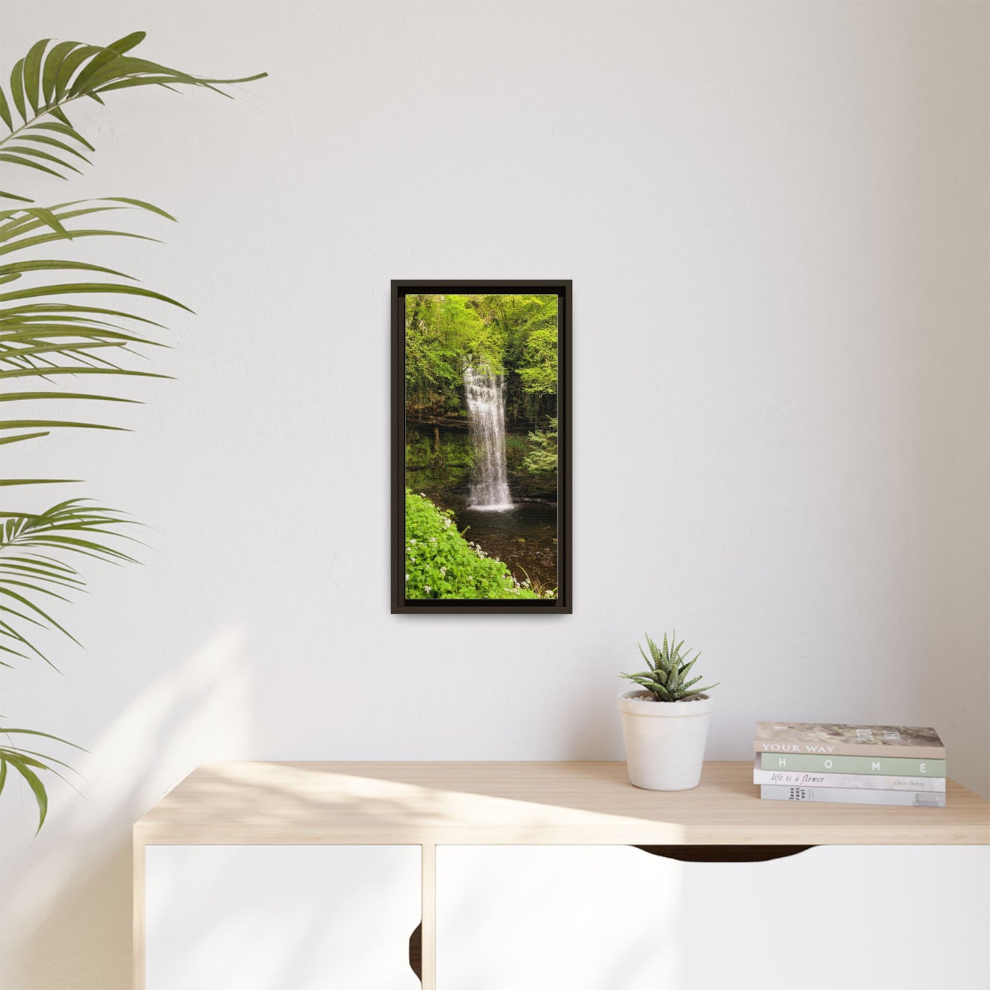 Glacer Waterfall Matte Canvas, Framed (Multi-color)