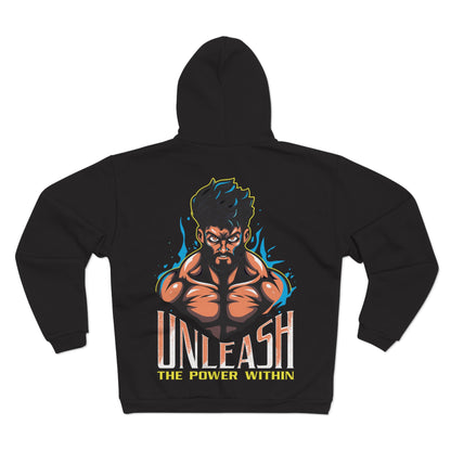 Unisex Hooded Zip Sweatshirt - 'Unleash the Power Within' Graphic Hoodie for Motivation and Inspiration