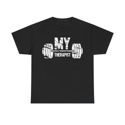 Funny Fitness Unisex Heavy Cotton Tee - My Therapist Workout Shirt