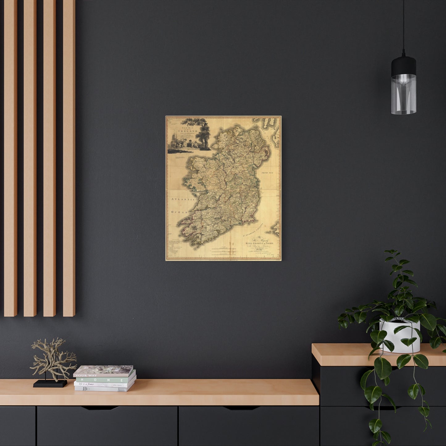 Old Eire Map Matte Canvas, Stretched, 1.25"