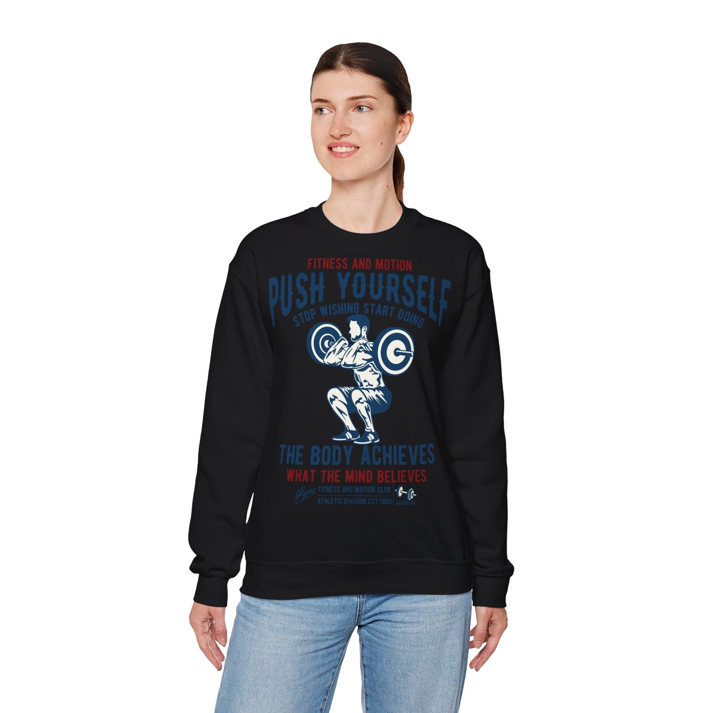 Inspirational Fitness Sweatshirt - "Push Yourself" Crewneck for Active Lifestyles