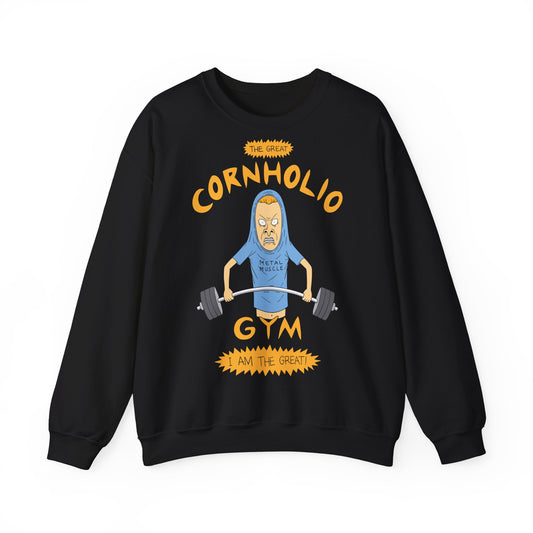 Cornholio Gym Heavy Blend Crewneck Sweatshirt - Funny Fitness Apparel Black
