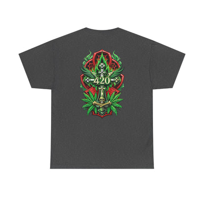 420 Cannabis Shield T-Shirt – Marijuana Leaf Stoner Graphic Tee