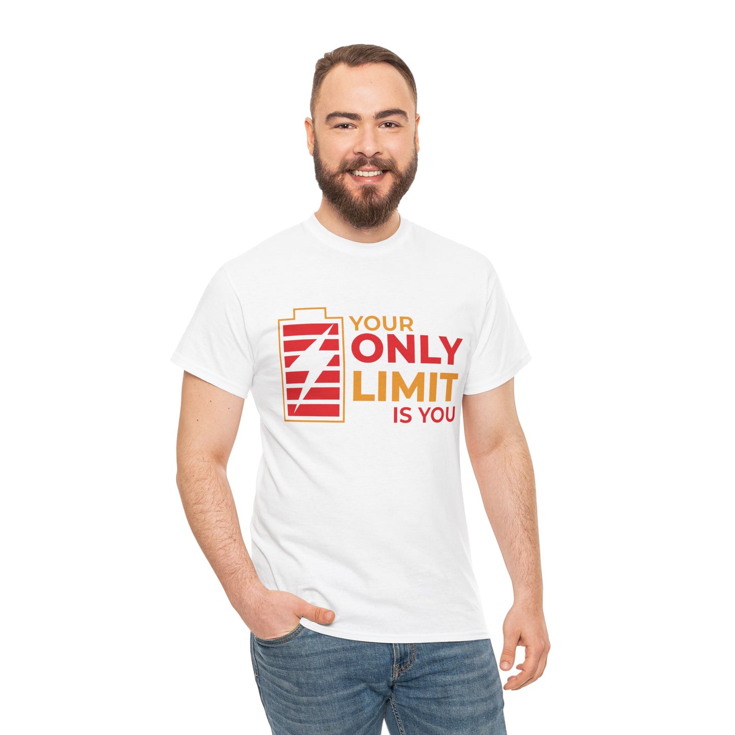 Motivational Unisex Heavy Cotton Tee - 'Your Only Limit is You'