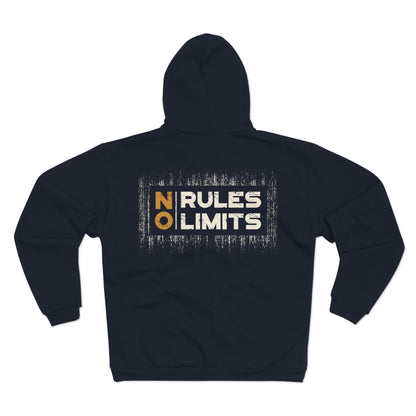 No Rules No Limits Unisex Hooded Zip Sweatshirt - Motivational Casual Wear