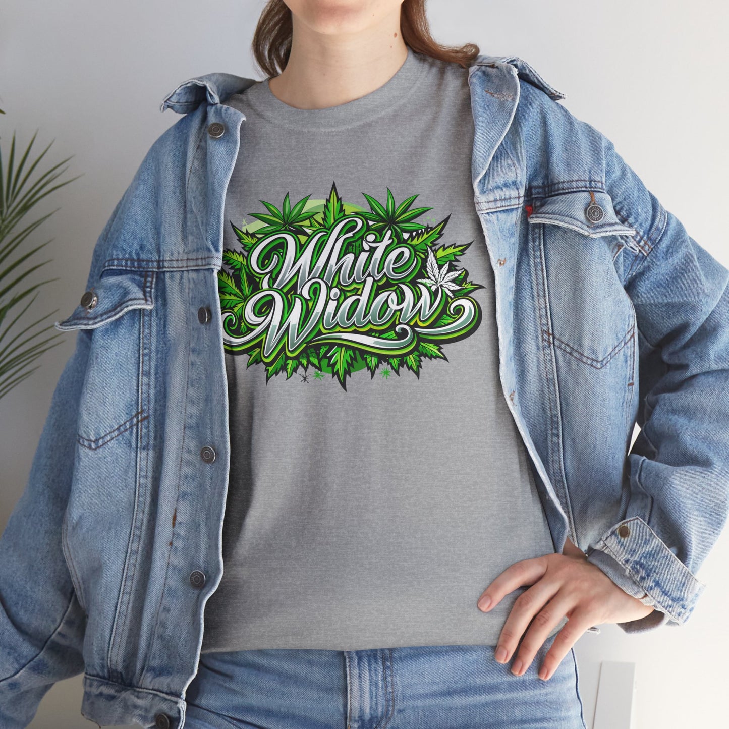 White Widow Graphic Tee — Cannabis Leaf Logo T-Shirt