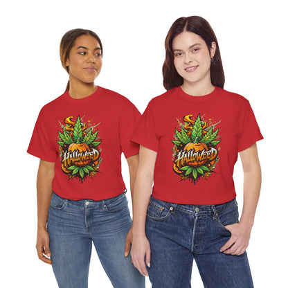 Hallowed Harvest Tee — Halloween Mask & Pumpkin Graphic T-Shirt
