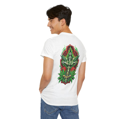 420 Cannabis Shield T-Shirt – Marijuana Leaf Stoner Graphic Tee