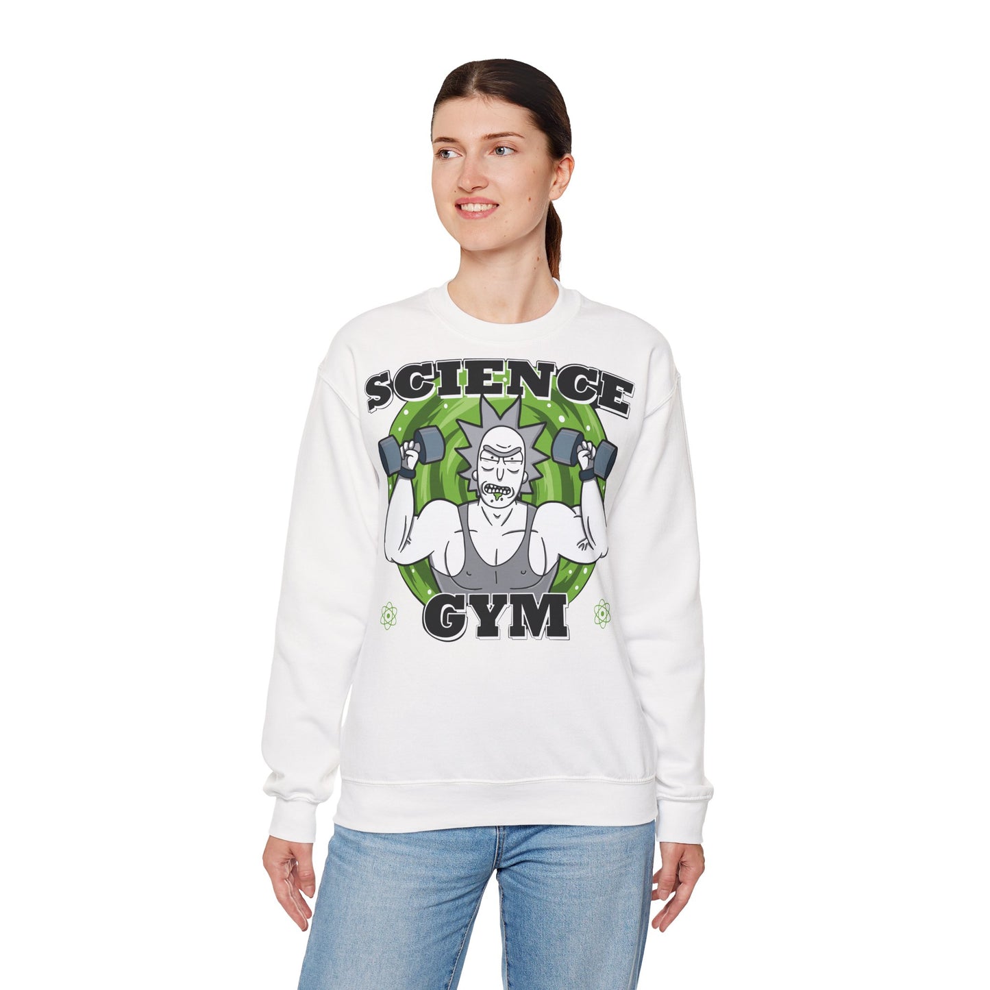 Science Gym Unisex Heavy Blend™ Crewneck Sweatshirt - Fun Fitness Sweatshirt for Science Lovers White