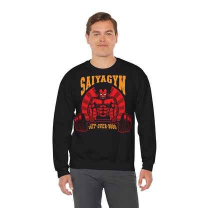 SaiyaGym Unisex Crewneck Sweatshirt - Get Over 9000 Fitness Apparel Black