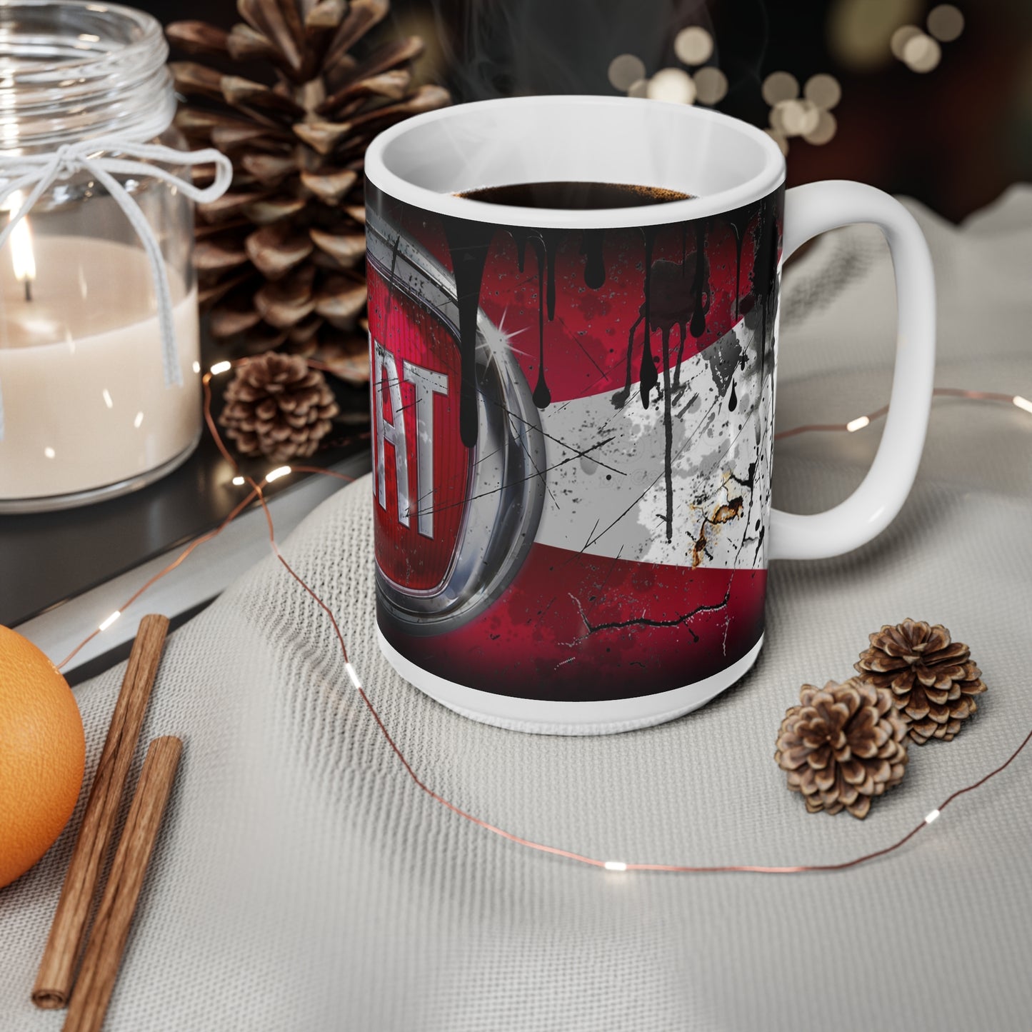 Fiat-Inspired Ceramic Coffee Mugs - Classic Car Enthusiast Gift, 11oz & 15oz