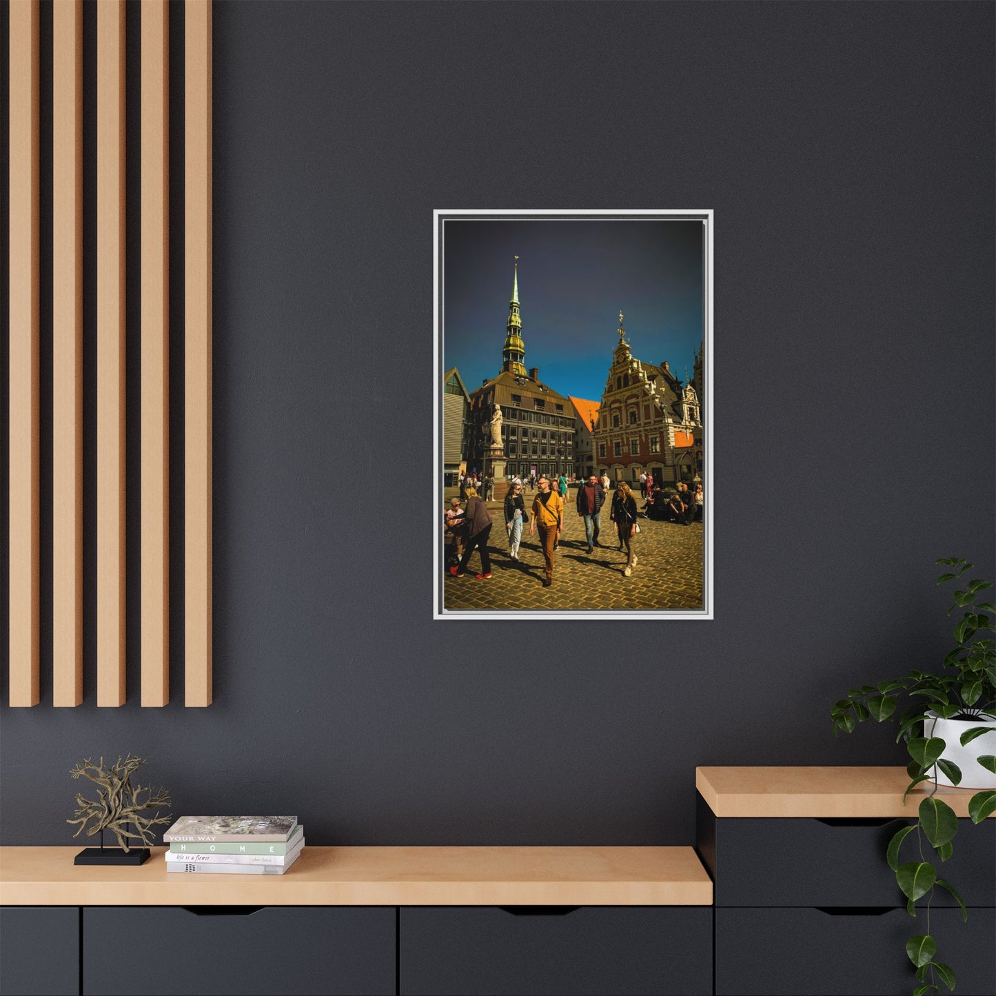 Riga Old Town Matte Canvas, Framed (Multi-color)