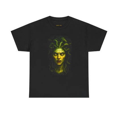Medusa Portrait T‑Shirt — Neon Green Gorgon Art Tee
