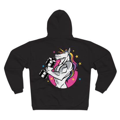 Muscle Unicorn Workout - Unisex Hooded Zip Sweatshirt for Fitness Lovers
