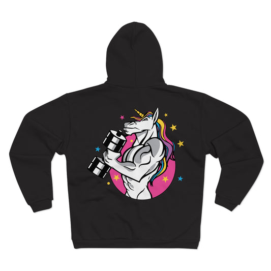 Muscle Unicorn Workout - Unisex Hooded Zip Sweatshirt for Fitness Lovers