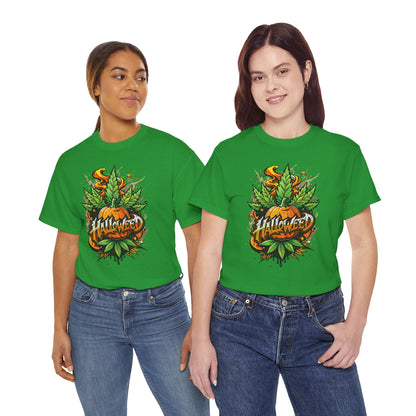 Hallowed Harvest Tee — Halloween Mask & Pumpkin Graphic T-Shirt