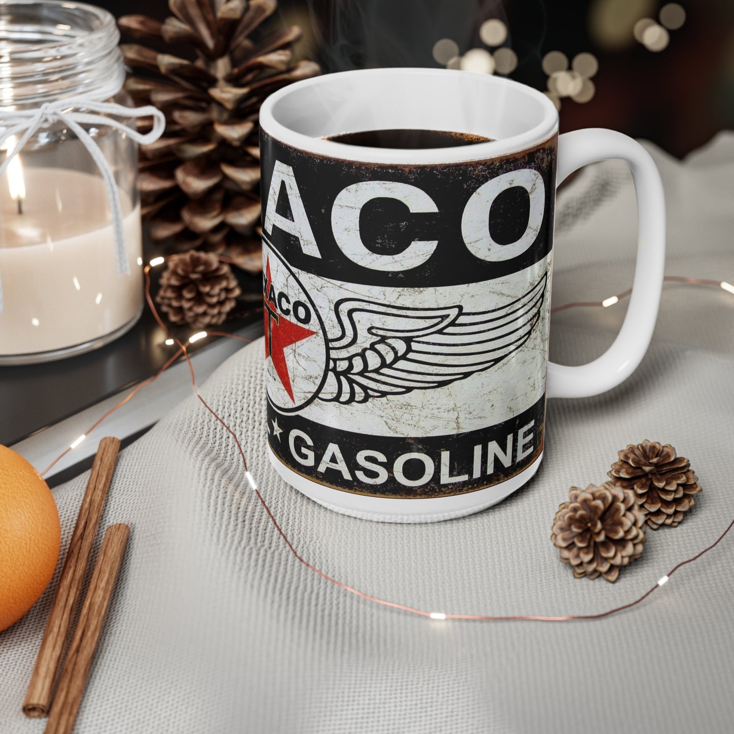 Vintage Texaco Ceramic Coffee Cups - Classic Oil Gas Design, 11oz & 15oz
