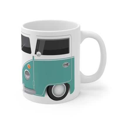 Vintage VW Bus Ceramic Coffee Mug - 11oz & 15oz - Perfect for Auto Enthusiasts Light Blue