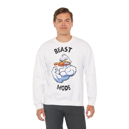 Beast Mode Unisex Heavy Blend™ Crewneck Sweatshirt - Motivational Graphic Sweatshirt for Gym Lovers White