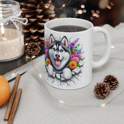 Husky Floral Ceramic Coffee Mug - 11oz & 15oz