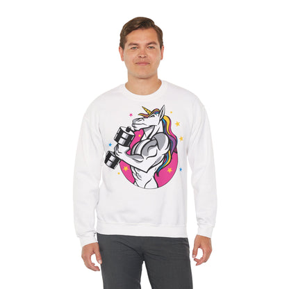 Muscle Unicorn Workout - Unisex Heavy Blend™ Crewneck Sweatshirt for Fitness Lovers White