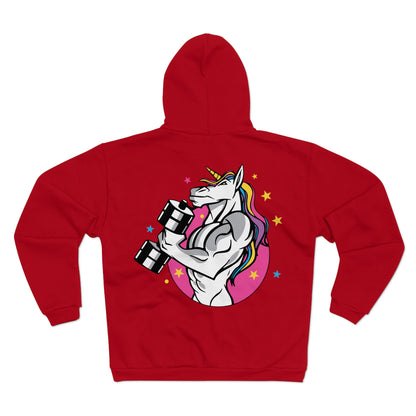 Muscle Unicorn Workout - Unisex Hooded Zip Sweatshirt for Fitness Lovers