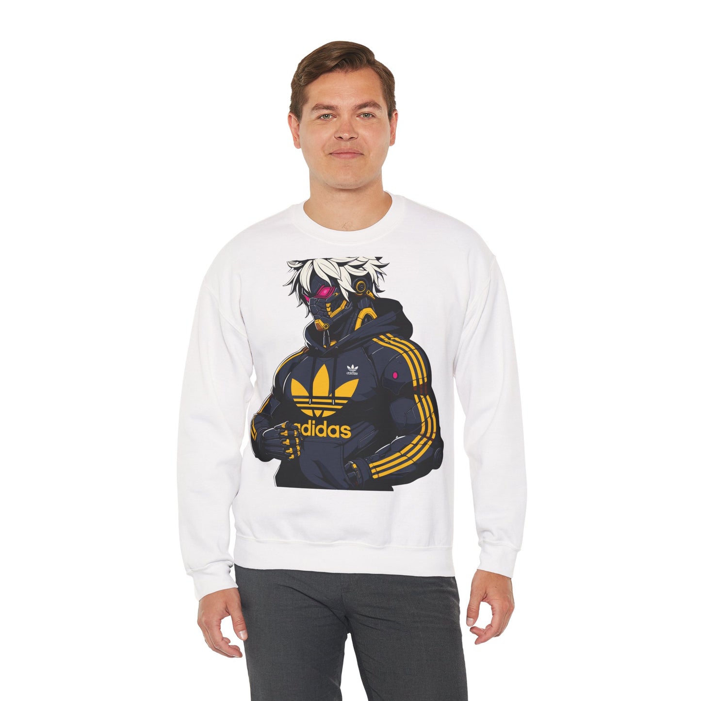 Cyberpunk Style Unisex Crewneck Sweatshirt with Graphic Design
