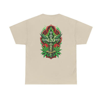 420 Cannabis Shield T-Shirt – Marijuana Leaf Stoner Graphic Tee