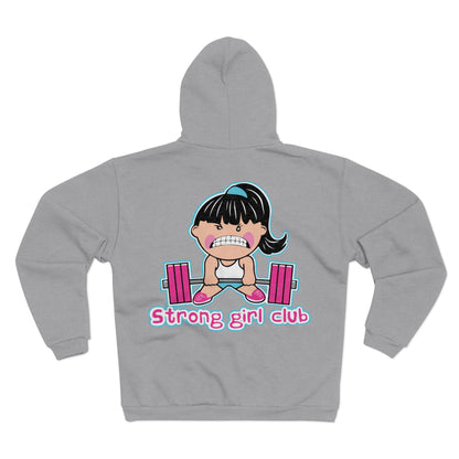 Strong Girl Club Unisex Hooded Zip Sweatshirt - Empowering Workout Hoodie