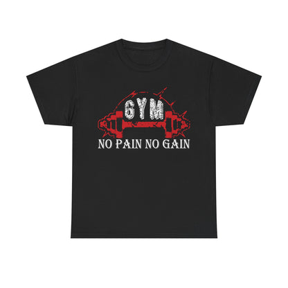 No Pain No Gain Gym Tee - Unisex Heavy Cotton T-Shirt for Fitness Enthusiasts
