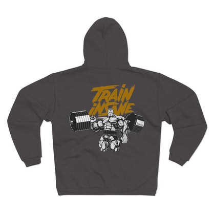 Train Insane Unisex Zip Hoodie - Motivational Gym Sweatshirt for Fitness Lovers